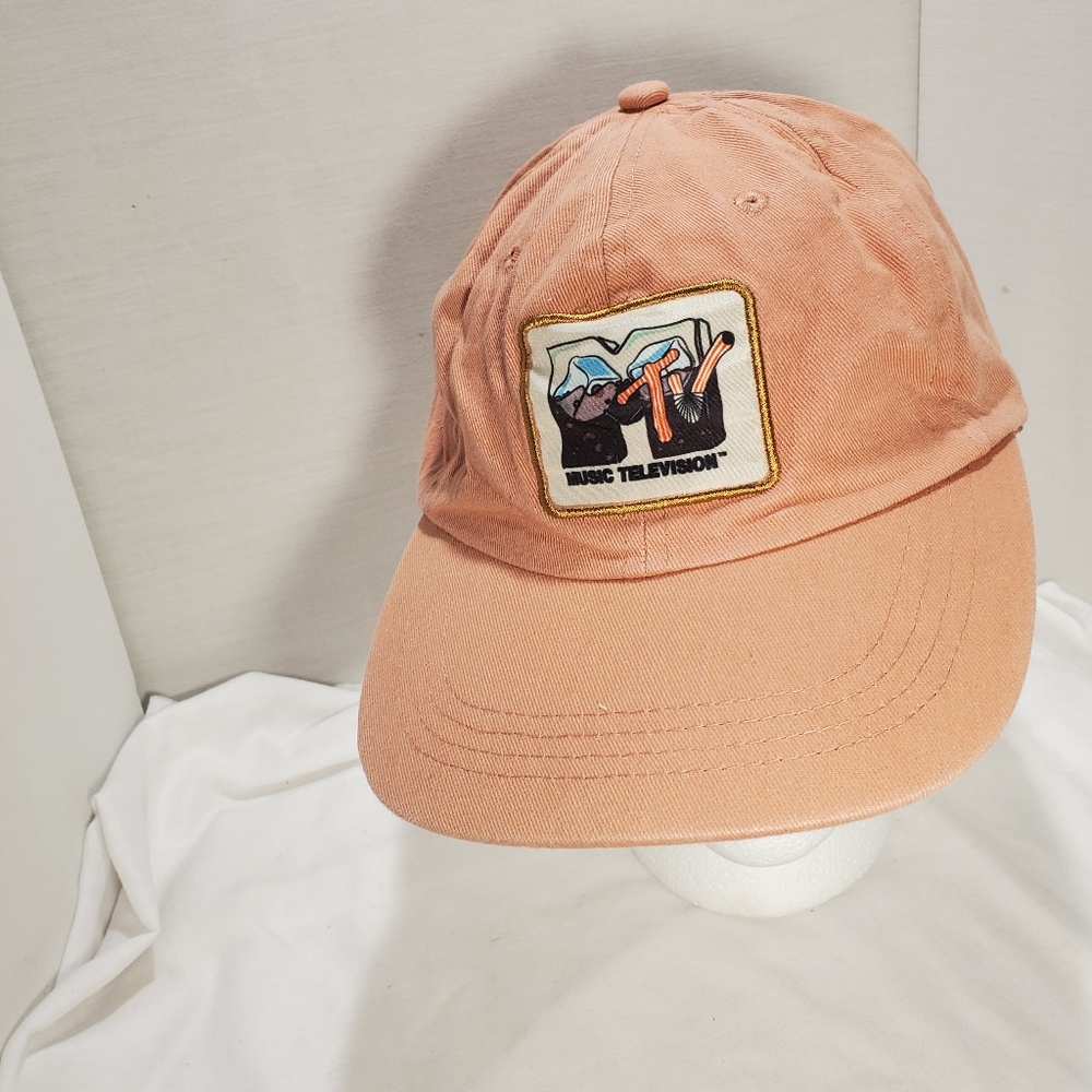 MTV Logo 2021 Billed Hat Peach Color Adjustable Pre-owened Unisex